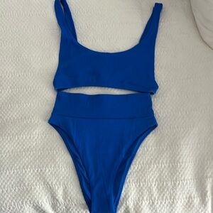 High wasted blue bikini